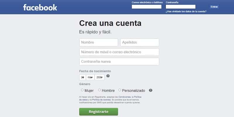 Crear una cuenta de Facebook