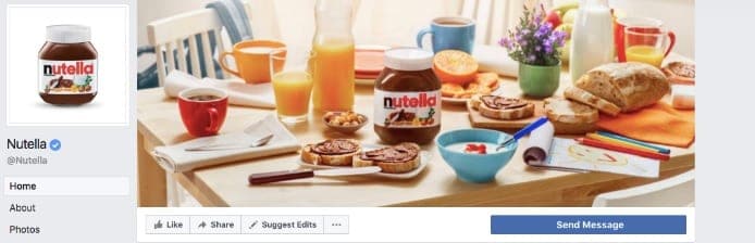 Facebook página Nutella